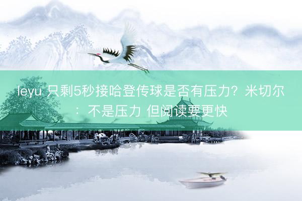 leyu 只剩5秒接哈登传球是否有压力？米切尔：不是压力 但阅读要更快