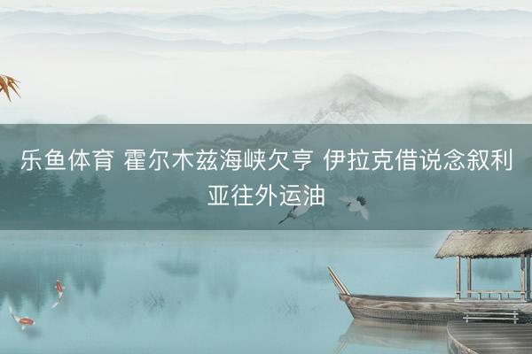 乐鱼体育 霍尔木兹海峡欠亨 伊拉克借说念叙利亚往外运油